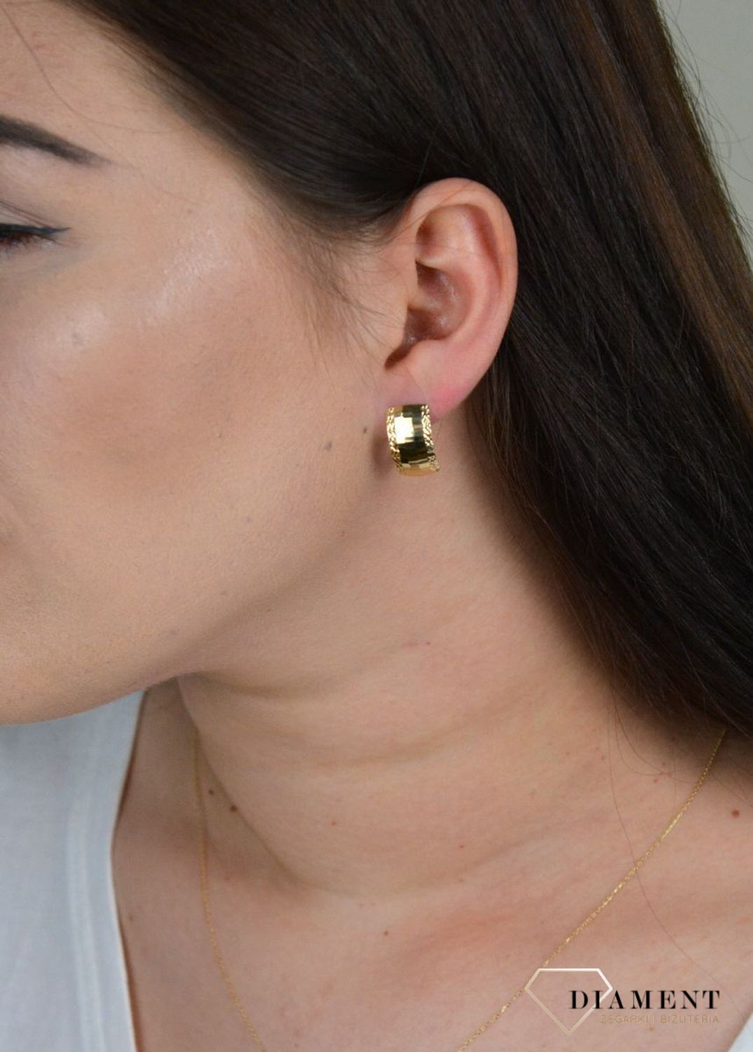 Złote kolczyki z ozdobnym wzorem KL 7416.jpg